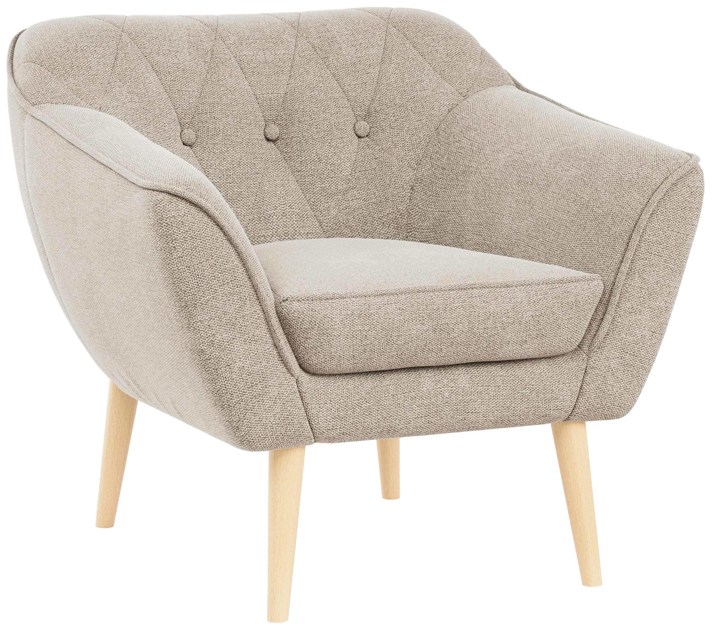 SESSEL Pirs 1 Sitzer Strukture Beige - Beige/Braun, Holz/Textil (80/75/74cm) - MKS