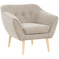 SESSEL Pirs 1 Sitzer Strukture Beige - Beige/Braun, Holz/Textil (80/75/74cm) - MKS