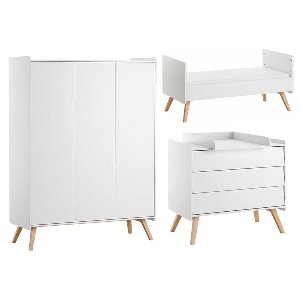 BABYZIMMER 3-teilig Vintage Weiß - Weiß, Holzwerkstoff (145/103/75cm) - Petits-meubles