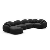 WOHNLANDSCHAFT Mirello U-Form Schwarz Samtstoff - Schwarz, Kunststoff (333/77/193cm)