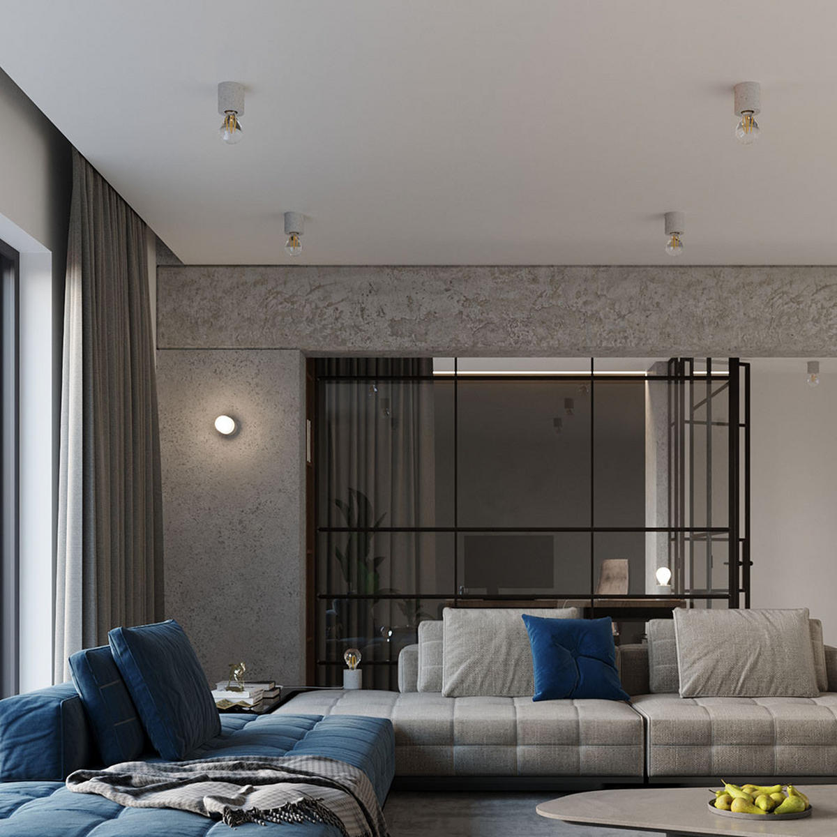 WANDLEUCHTE Betonoptik Grau rund - Grau, Stein (10/10/10cm)