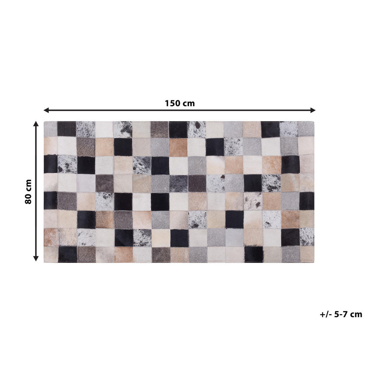 PATCHWORK-TEPPICH Rize 150/80 cm - Multicolor, Fell (80/150cm) - Beliani