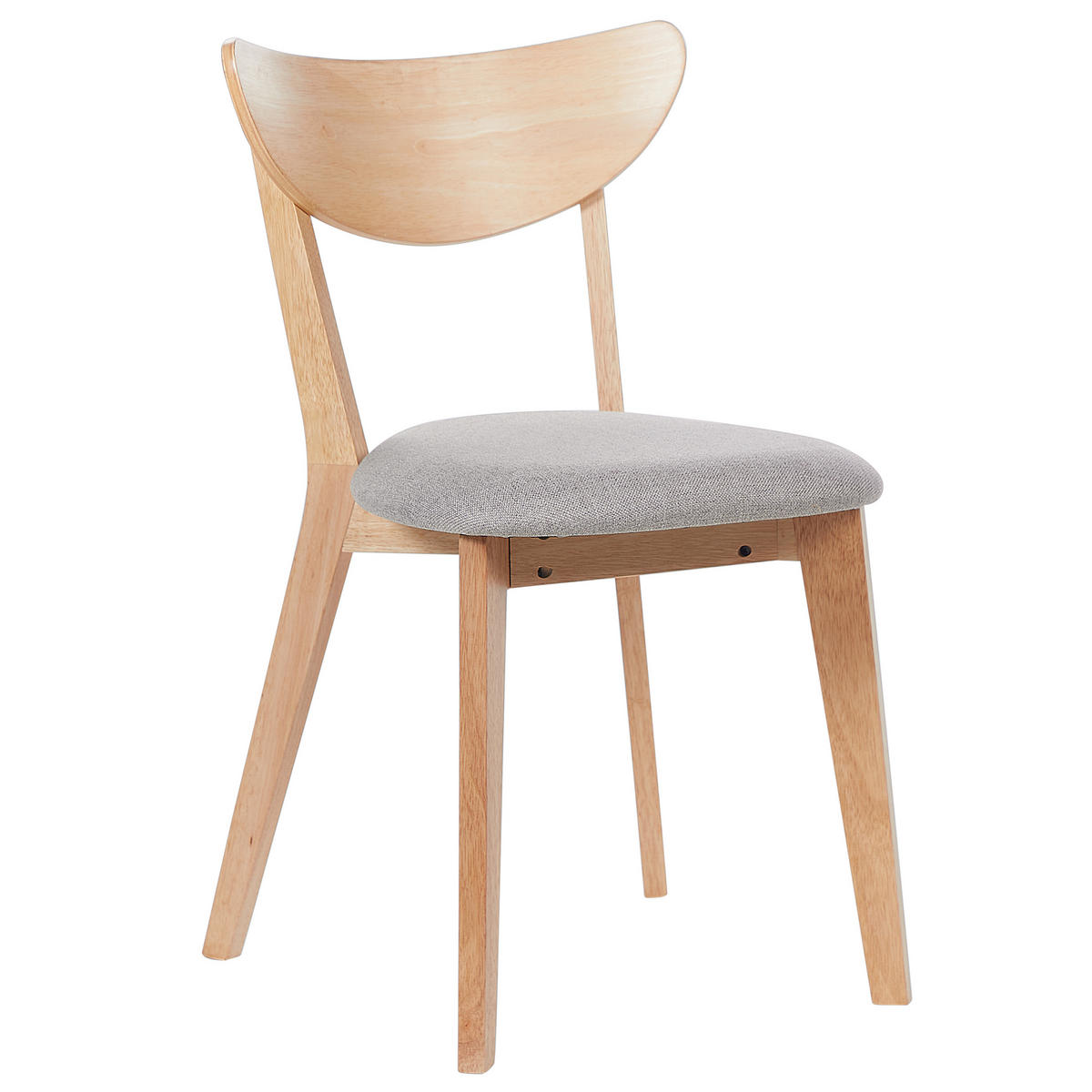 ESSZIMMERSTUHL 2er-Set Gummibaumholz Heller Holzfarbton Erie - Hellbraun, Holz/Textil (46/80/46cm) - Beliani