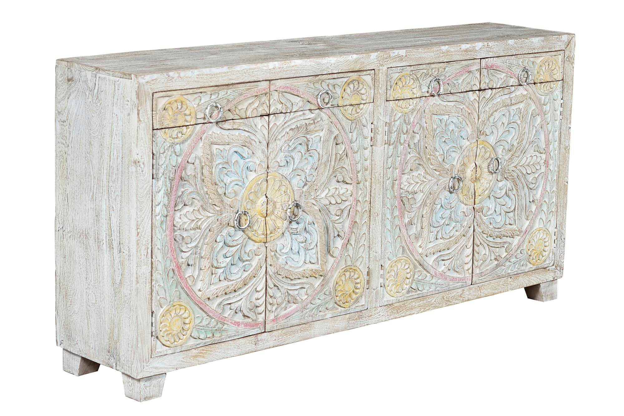 SIDEBOARD aus Mangoholz - Chromfarben, Holz (40/92/180cm) - Giner y Colomer