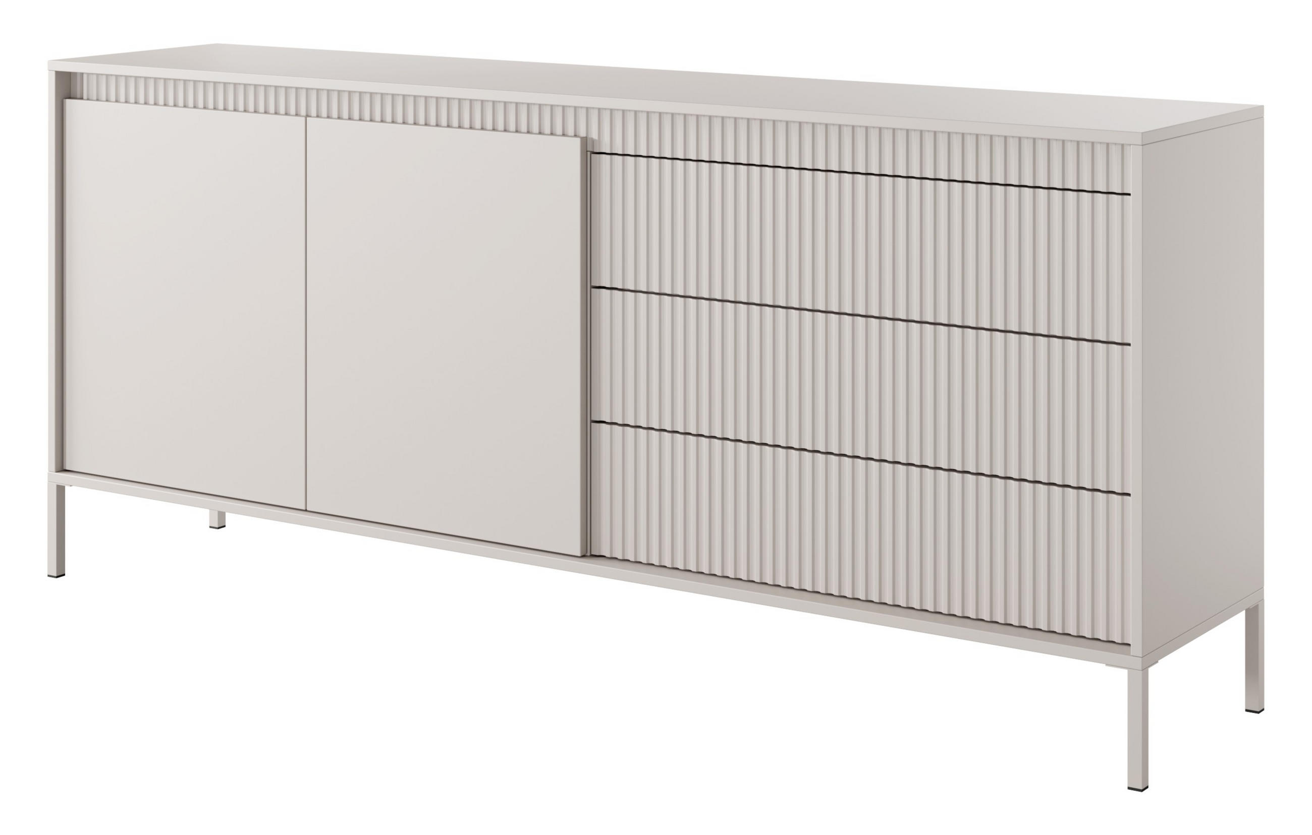 KOMMODE Beige 187 2D3S Enso Ryflowana - Beige, Holzwerkstoff (187.1/81.4/39.5cm) - Sepro Meble