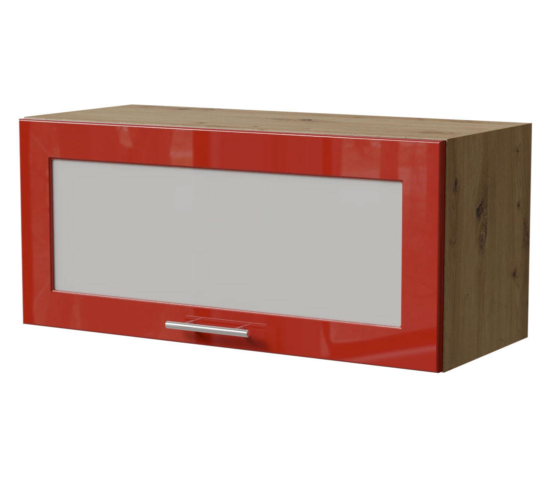 KLAPPHÄNGESCHRANK Brerra W4BS/80 WKF Eiche Artisan / RAL 3002 karminrot Hochglanz 80 / 32,5 / 36cm - Rot/Eiche Artisan, Holz/Holzwerkstoff (80/36/32.5cm) - Feldmann-Wohnen