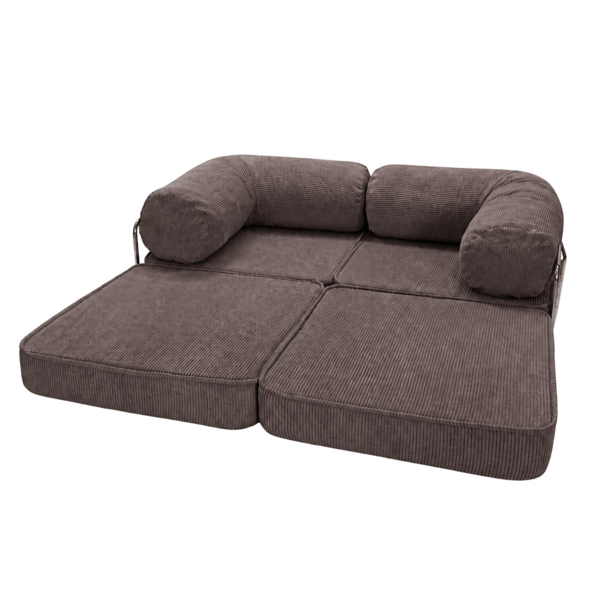SOFA SURB Duo 100 Schlafsofa 2-Sitzer Braun 200/100 cm - Chromfarben/Braun, Textil/Metall (200/70/100cm) - SURB