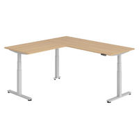 ECKSCHREIBTISCH elektrisch höhenverstellbar L-Form 200/200/74 cm in Eichefarben/Silberfarben - Eichefarben/Silberfarben, Holzwerkstoff (200/200/74cm) - bümö