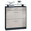 SCHUHSCHRANK Loret Front in Sandgrau Hochglanz - Sandfarben, Holzwerkstoff (89/104/23cm) - Vladon