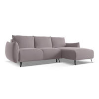 ECKSOFA mit Schlaffunktion Samt Stoff Violett - Lila/Flieder, Textil/Metall (242/162cm) - LaMiaSofa