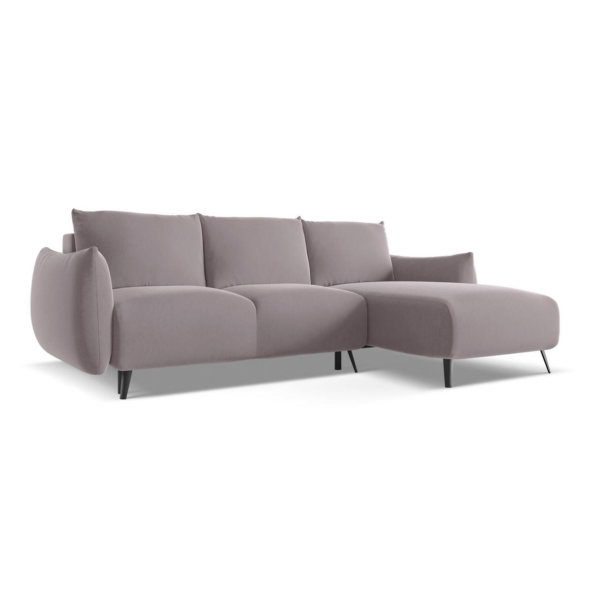 ECKSOFA mit Schlaffunktion Samt Stoff Violett - Lila/Flieder, Textil/Metall (242/162cm) - LaMiaSofa