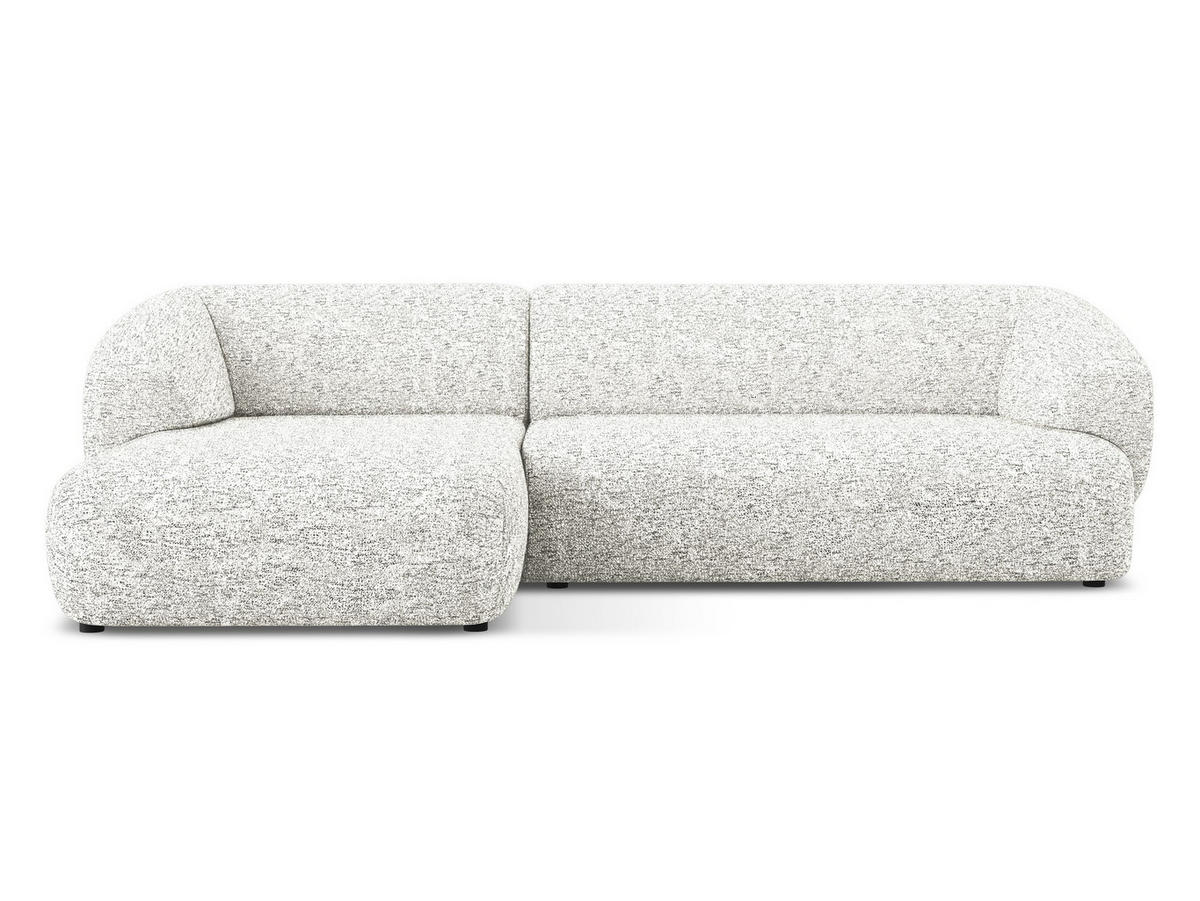 ECKSOFA links Strukturstoff Stoff Weiß - Beige/Schwarz, Kunststoff/Textil (156/280cm) - Makamii