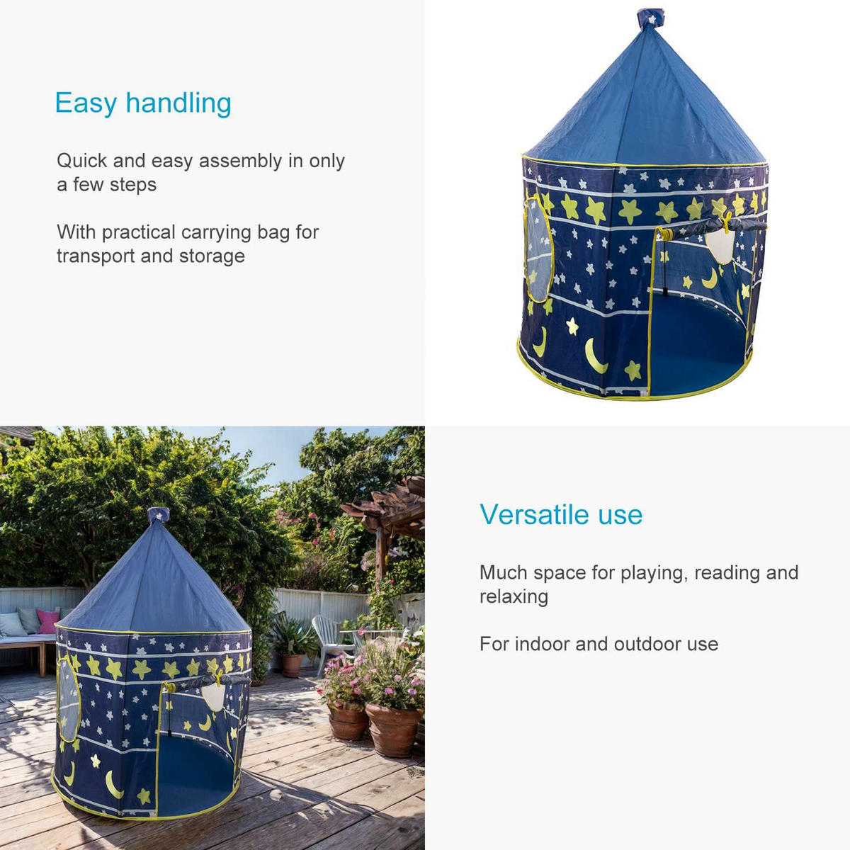 KINDERSPIELZELT 100/128 cm - Blau, Kunststoff (100/100cm) - Intirilife