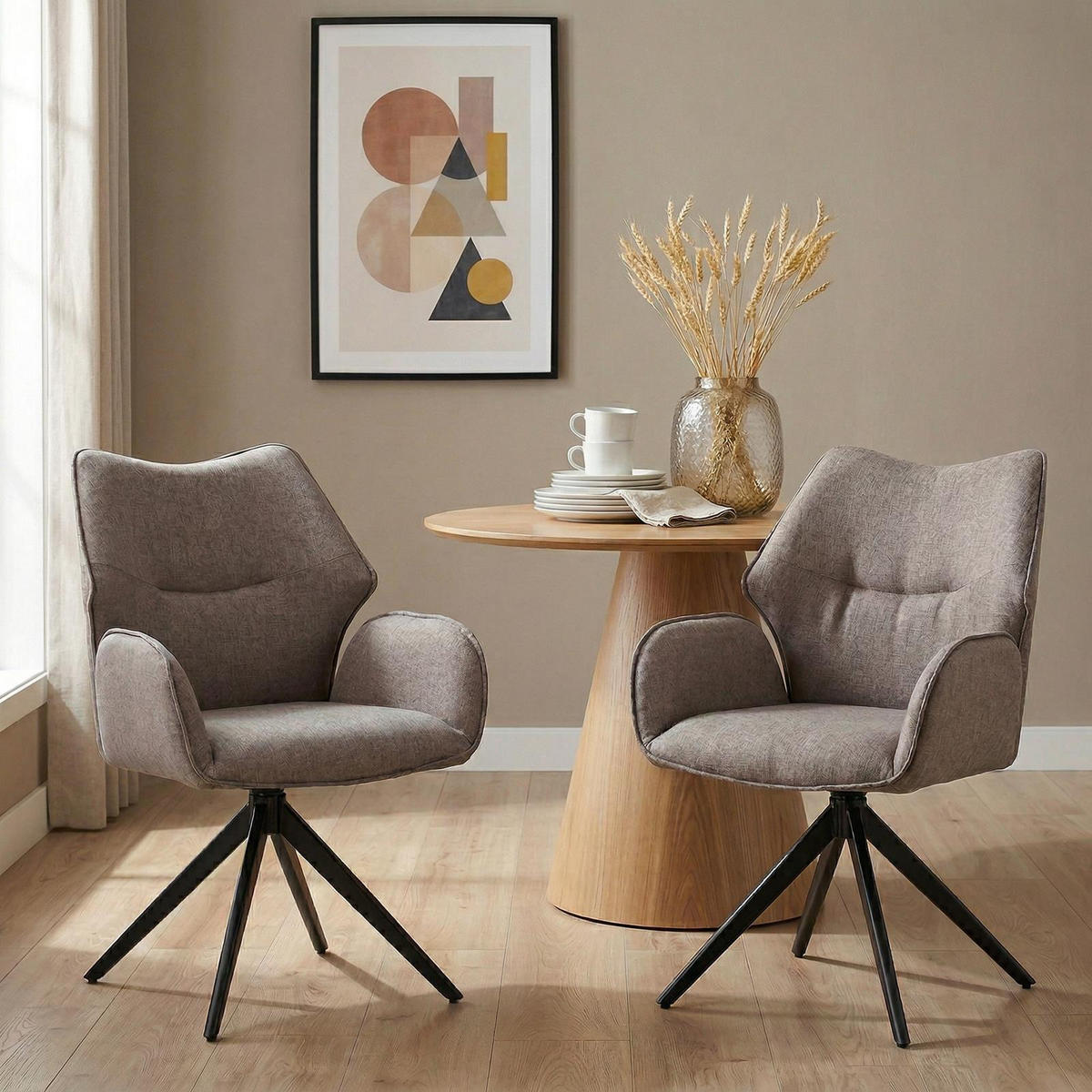 ESSZIMMERSTÜHLE TIMNA 2er-Set taupe - Taupe, Textil (56/88/59cm) - IDIMEX
