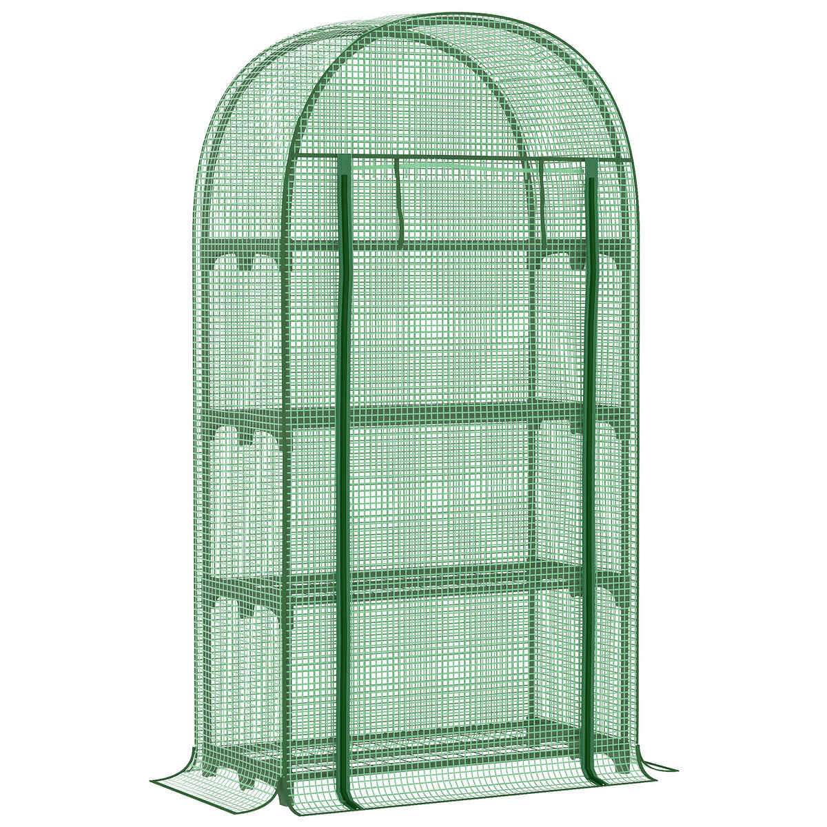 GEWÄCHSHAUS DE-11992 mit 4 Etagen & Rolltür Grün - Grün, Kunststoff (49/160/80cm) - ComfortXL