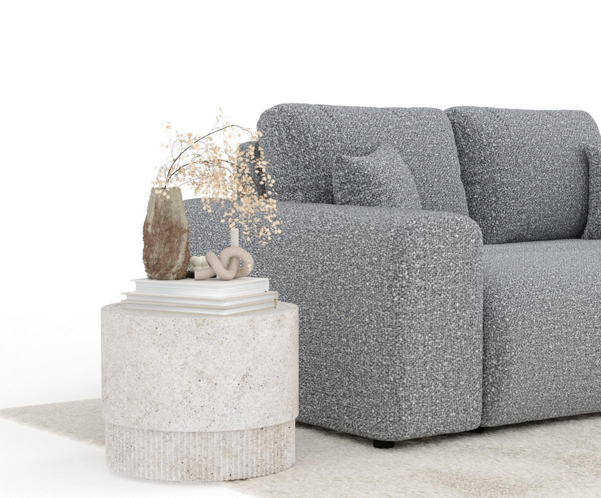 2-SITZER-SOFA Zanzibar Grau Plüschstoff - Schwarz/Grau, Holz/Holzwerkstoff (178/79/108cm) - Maison de Reve