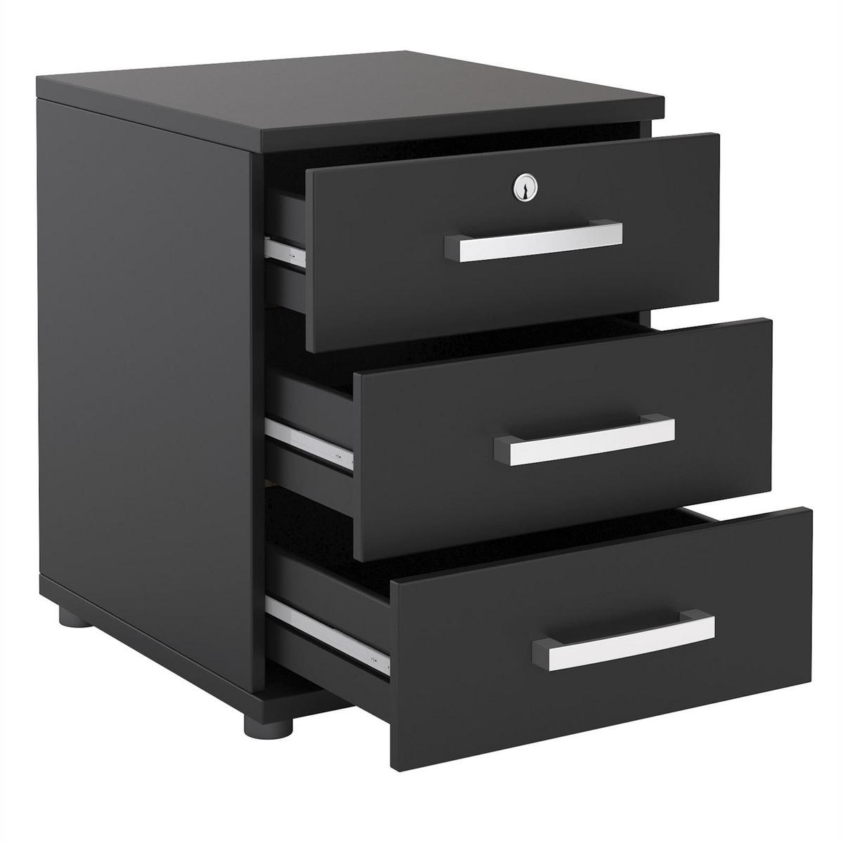 BÜROCONTAINER TORONTO - Schwarz, Holzwerkstoff (44/55/45cm) - CARO-Möbel