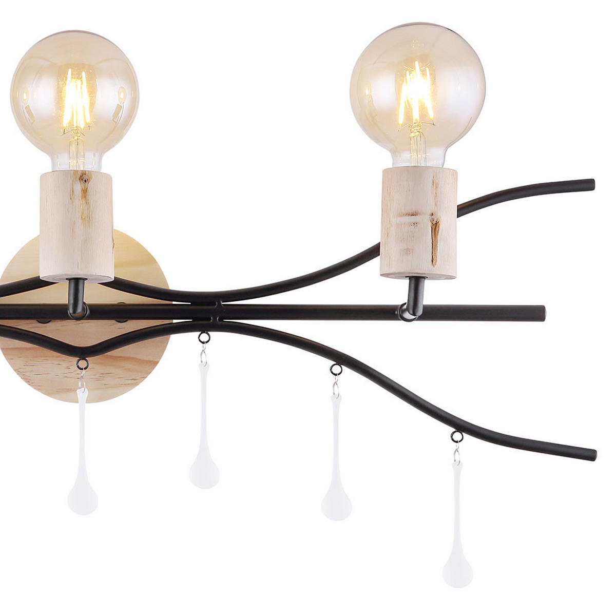 WANDLEUCHTE NOLE Metall Glas Braun - Braun, Holz (76/30.5/14.5cm) - Globo Lighting