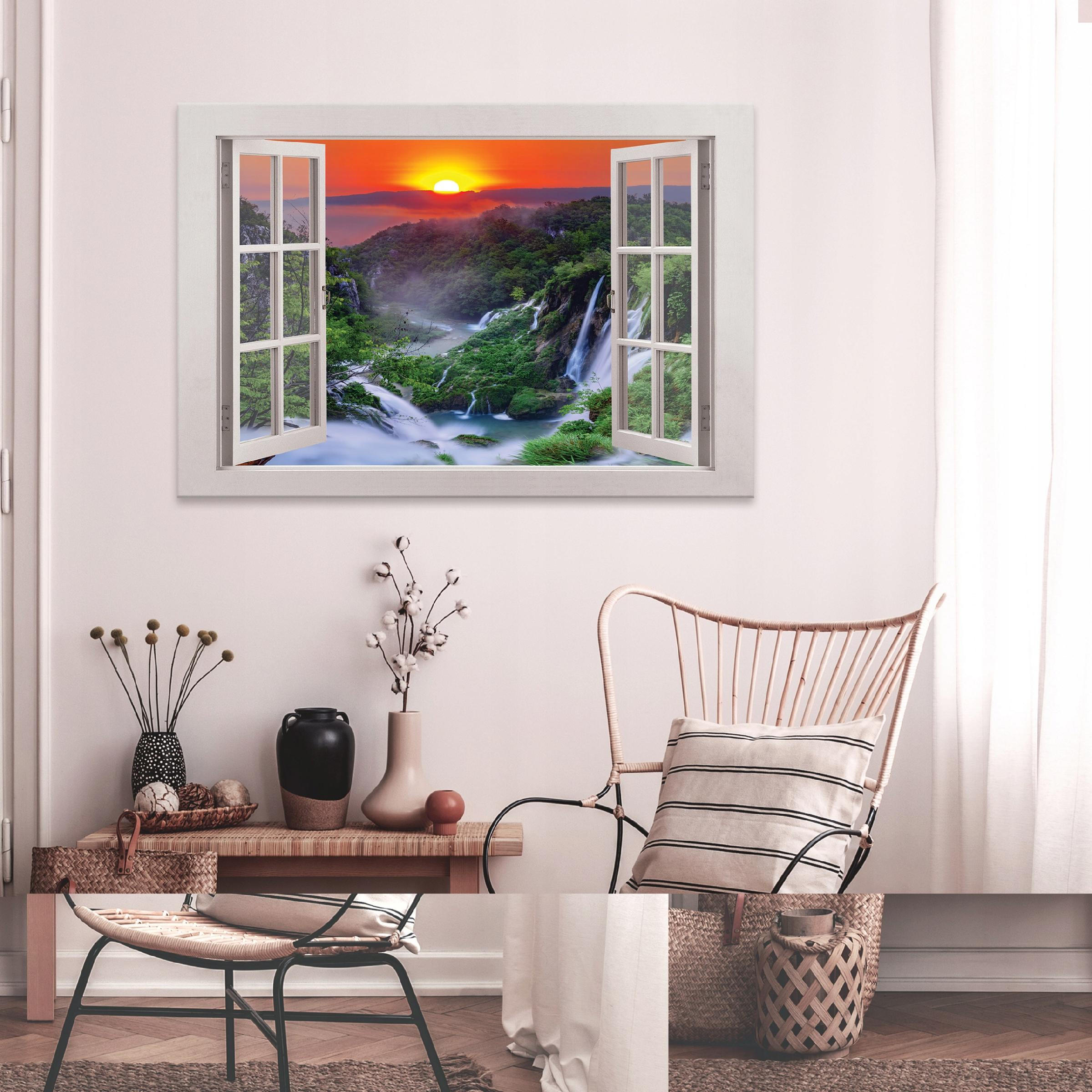 BILDER auf Leinwand Wasserfall Natur Modern 80x60 - Multicolor, Holzwerkstoff (80/60cm) - Wallarena