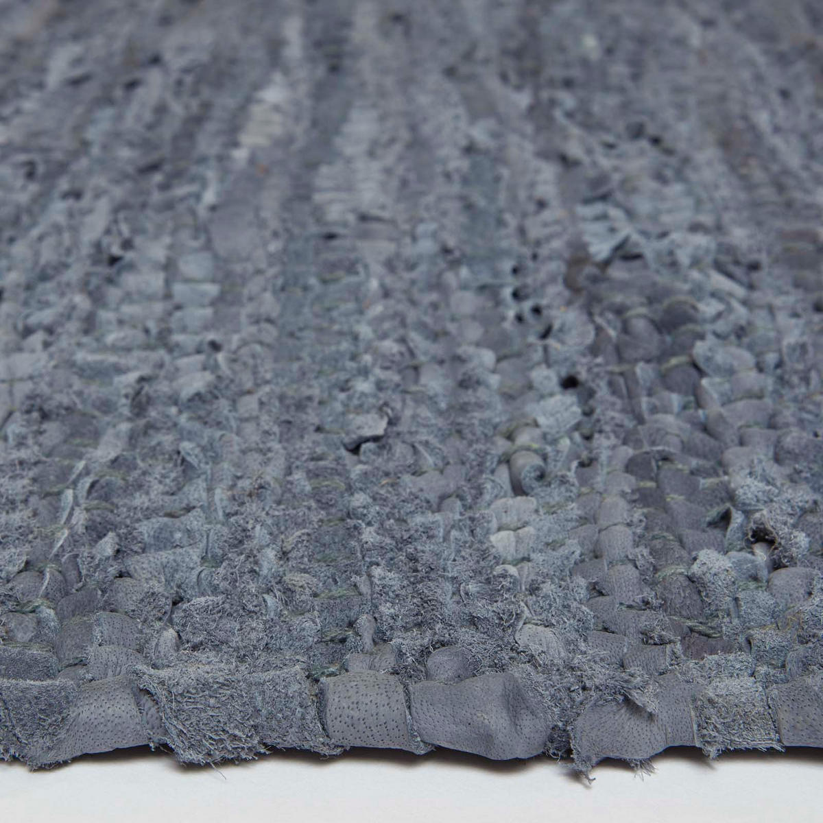 FLICKENTEPPICH-LÄUFER aus Recycling-Leder 66/200 cm - Grau, Leder (66/200cm) - Homescapes