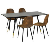 ESSTISCH SET mit ausziehbarem Tisch und 4 bequemen Stühlen - Braun, Holzwerkstoff/Metall (80/75/160cm) - Urban Meuble