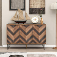 SIDEBOARD 3 Türen Holz Goldgriffe - Naturfarben, Holzwerkstoff (120/76.5/38cm) - Fortuna Lai