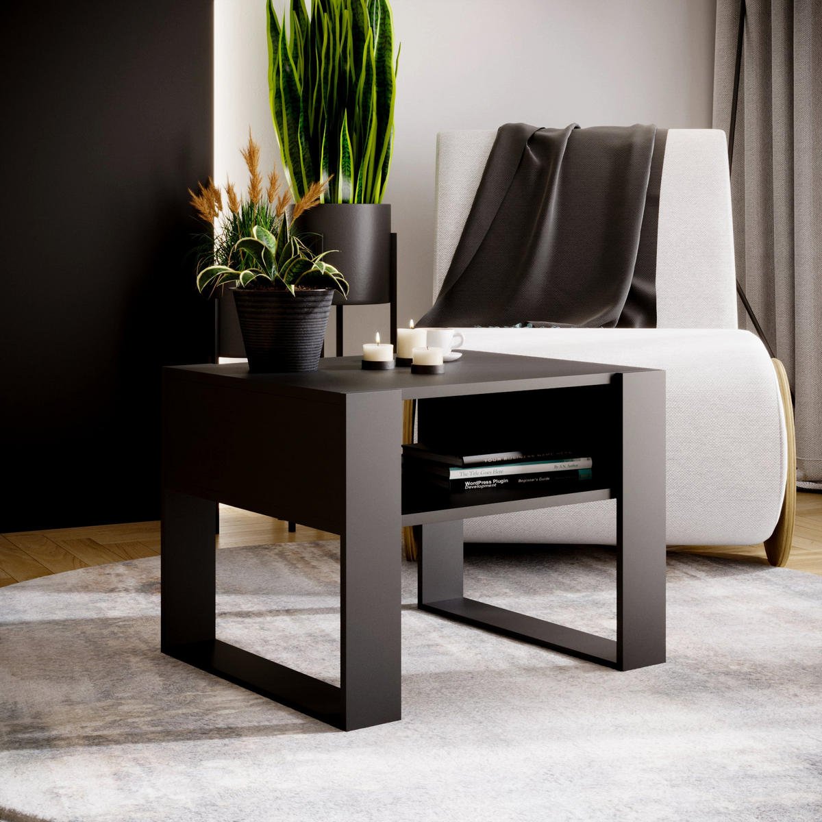 COUCHTISCH KARO 65 - Schwarz, Holz (53.6/65/45cm) - Mat-Haus