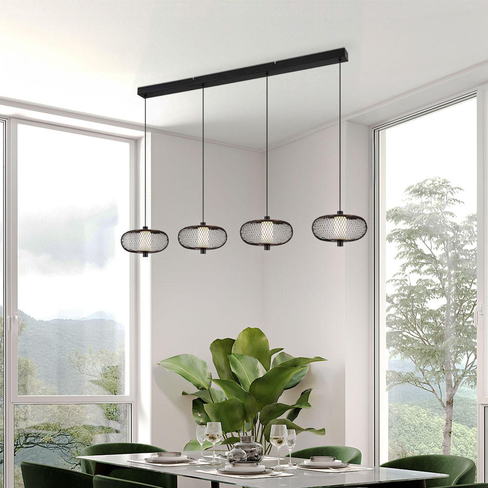 LED HÄNGELEUCHTE Astari Schwarz Metallgeflecht - Schwarz, Metall (116.5/22/150cm) - Nowa