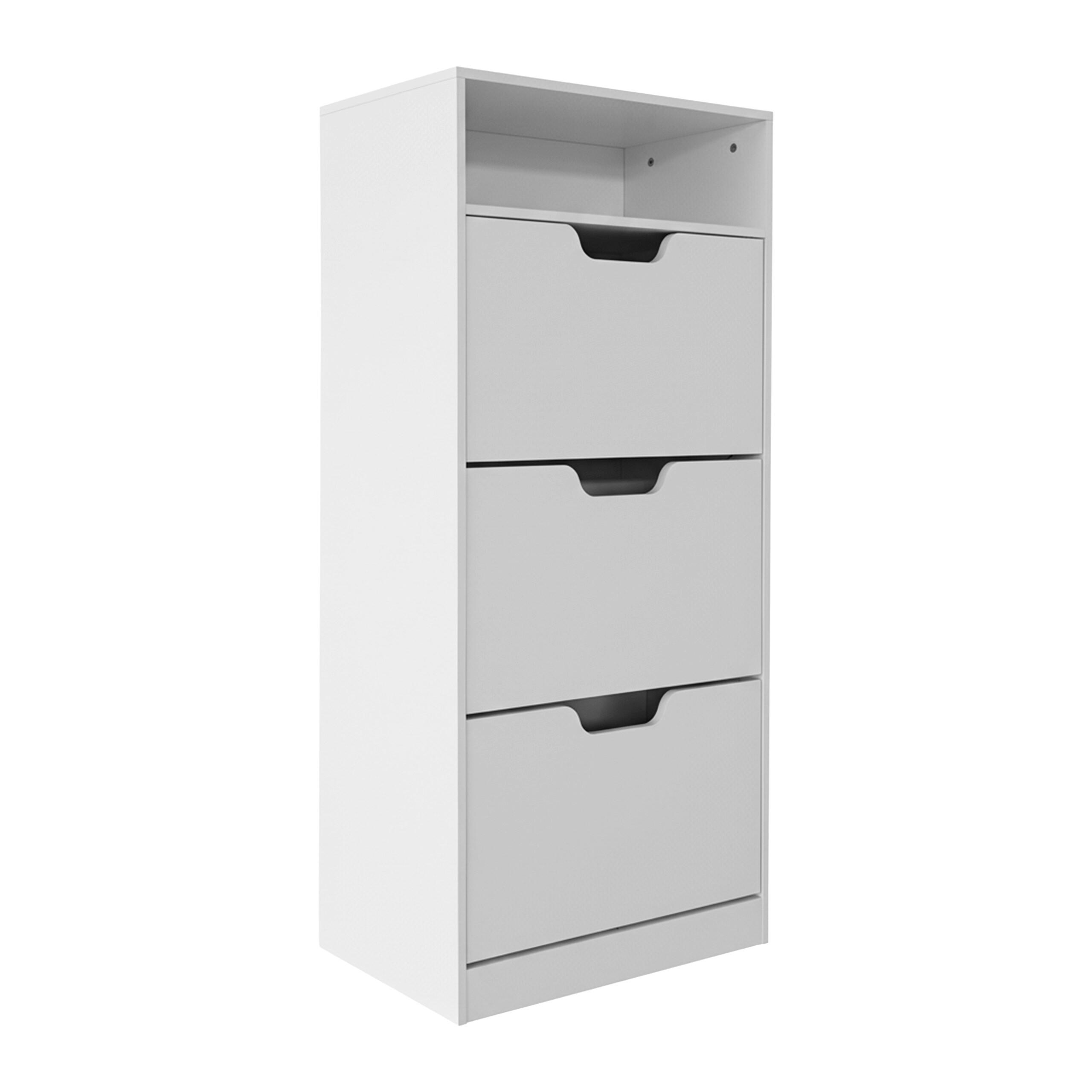 SKOSKÅP Vit trädekor 3-fack 140/60/24 cm