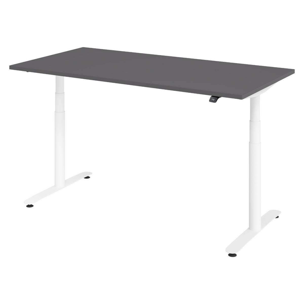SCHREIBTISCH elektrisch Bluetooth & App XDLR 160/80/72 cm in Graphitfarben/Weiß - Graphitfarben/Weiß, Holzwerkstoff (160/80/72cm) - bümö
