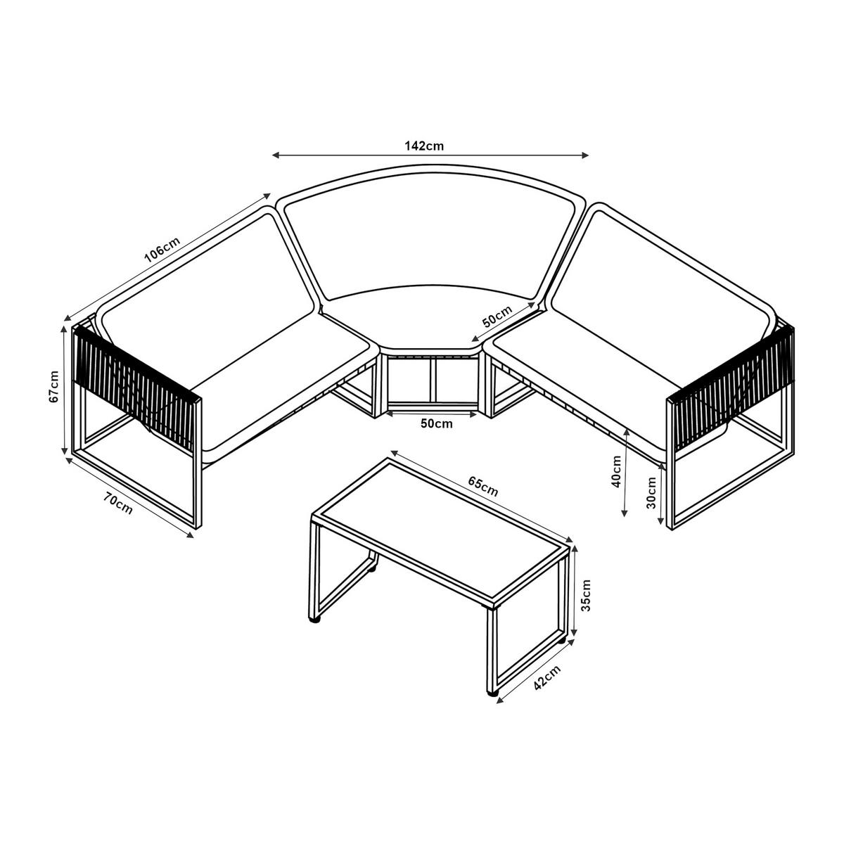 GARTENMÖBEL-SET 4 TLG. Karg - Dunkelgrau/Eichefarben, Kunststoff/Metall - casa.pro