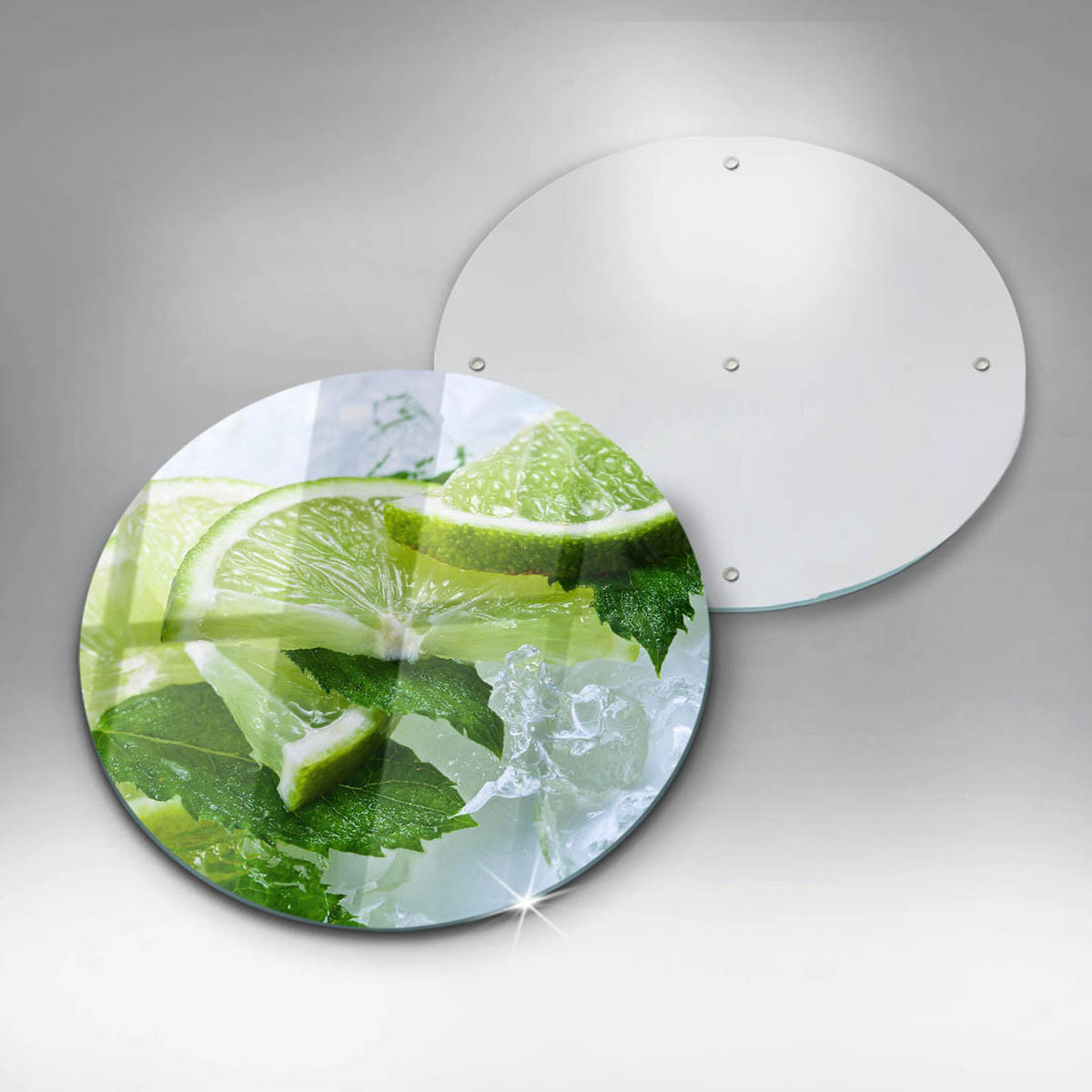 GLASPLATTE Ø 30 cm Limette Minze und Eis - Grün, Glas (30/30cm) - Wallfluent