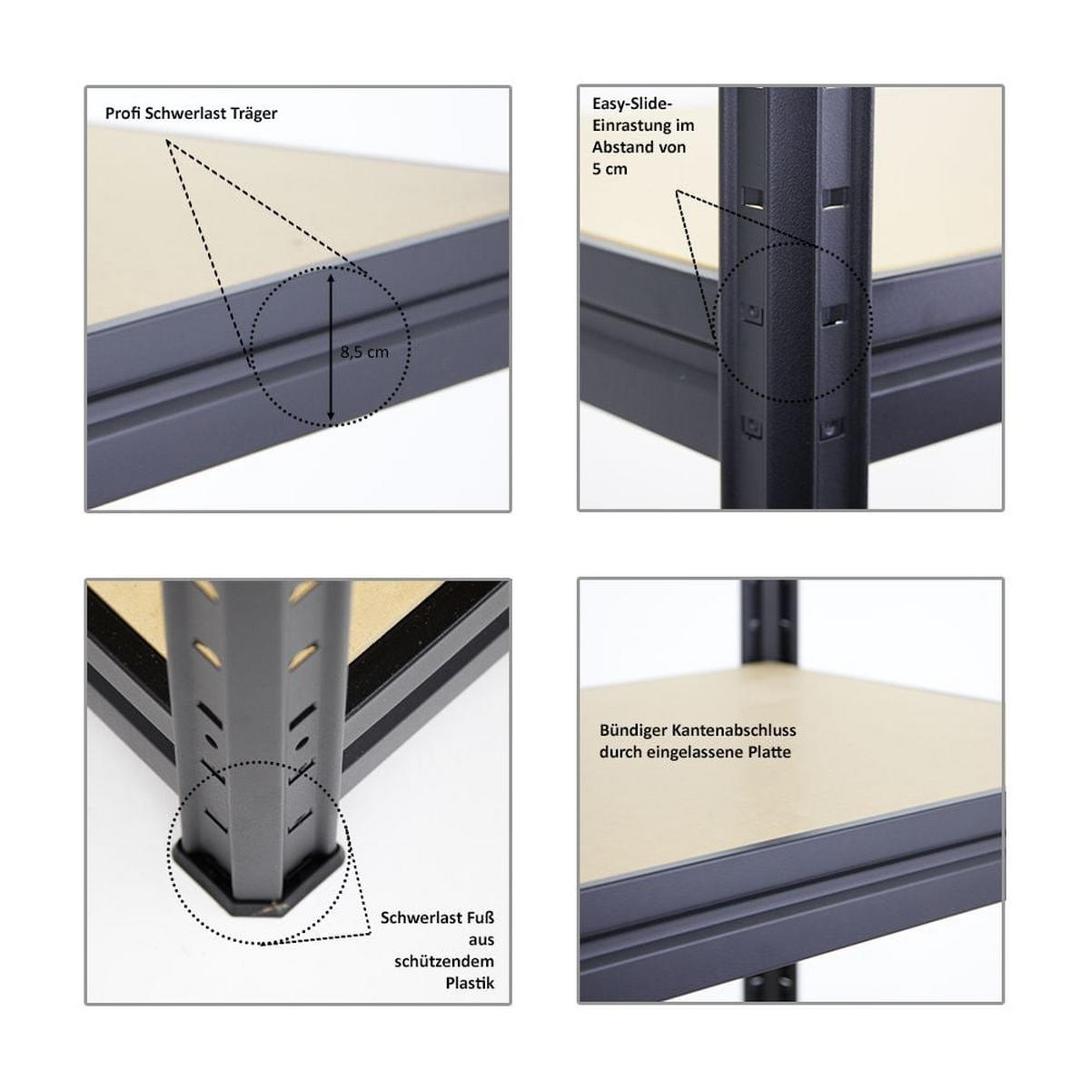 SCHWERLASTREGAL Dino 2er-Set 180x240x60cm Fachlast 450kg Schwarz - Schwarz, Metall (480/180/60cm) - PROREGAL