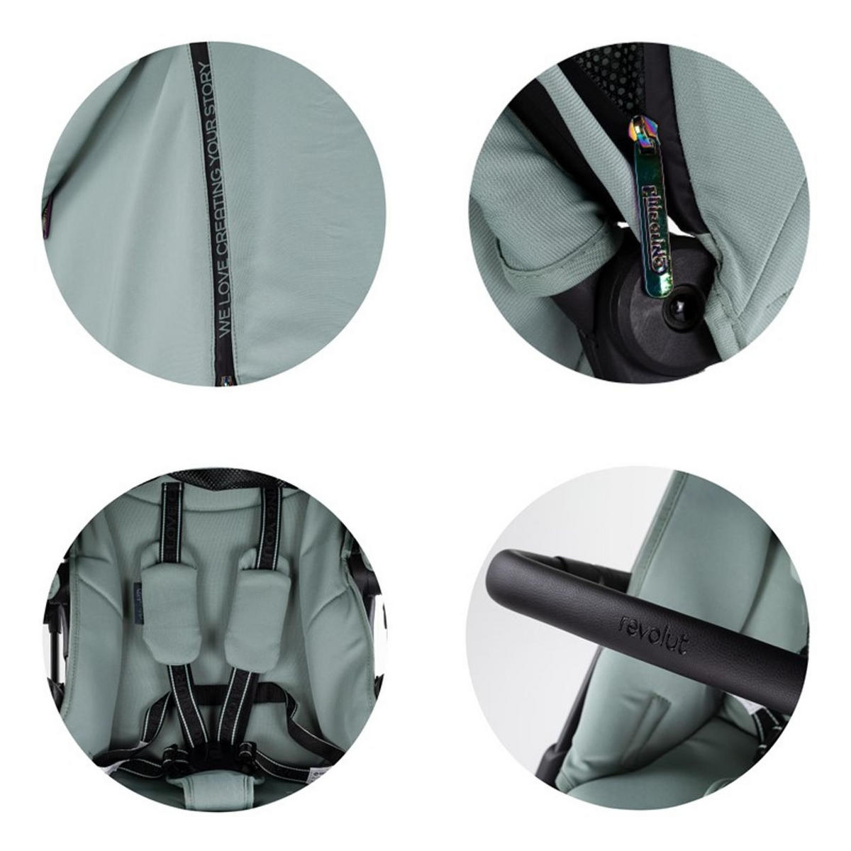 KINDERWAGEN Revolut grün Sitz 360 Grad drehbar, verstellbar, EVA-Reifen - Grün, Metall (57/48/109cm) - Chipolino