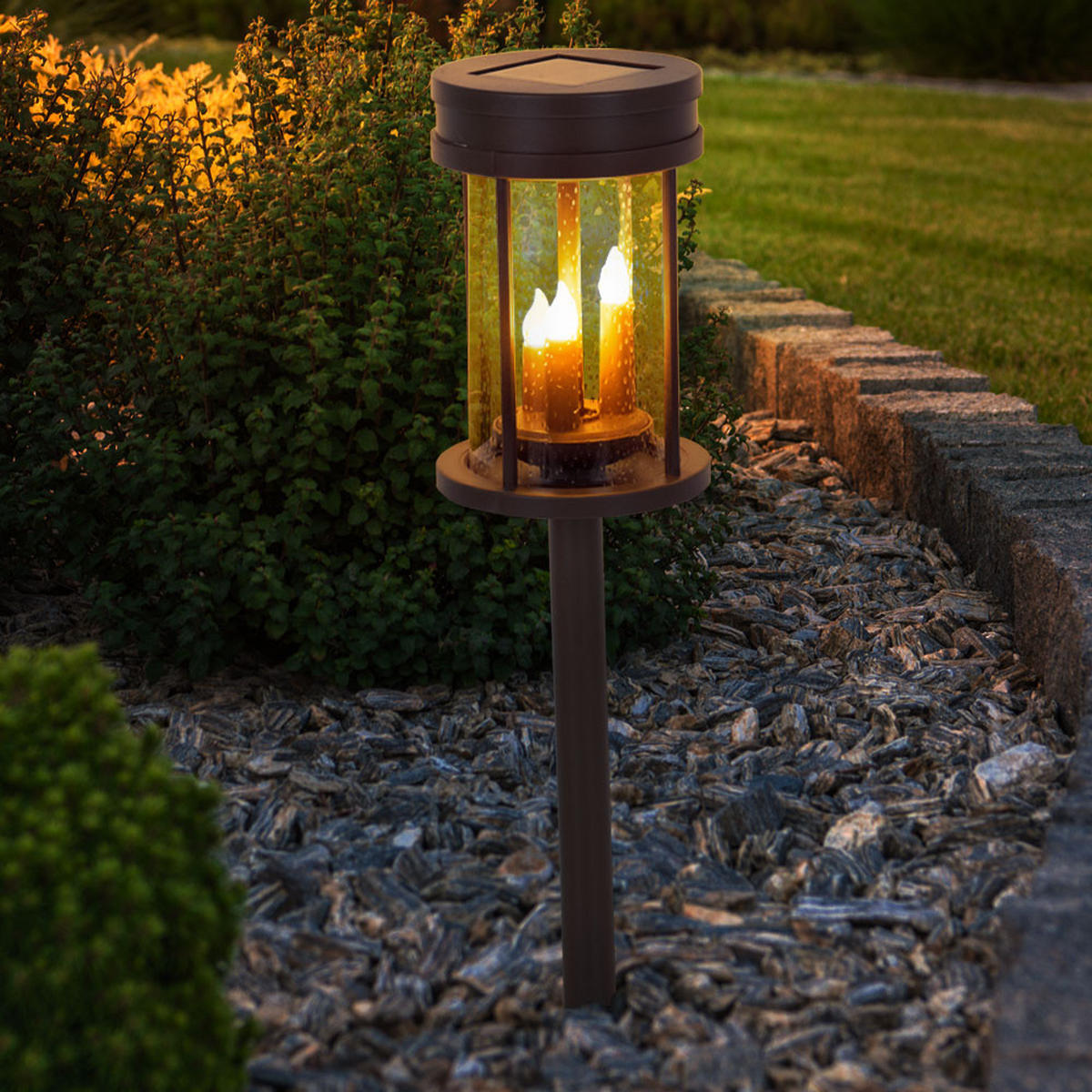 LED SOLARLEUCHTE Rostoptik Braun - Braun, Kunststoff (12/12/60cm) - Globo Lighting