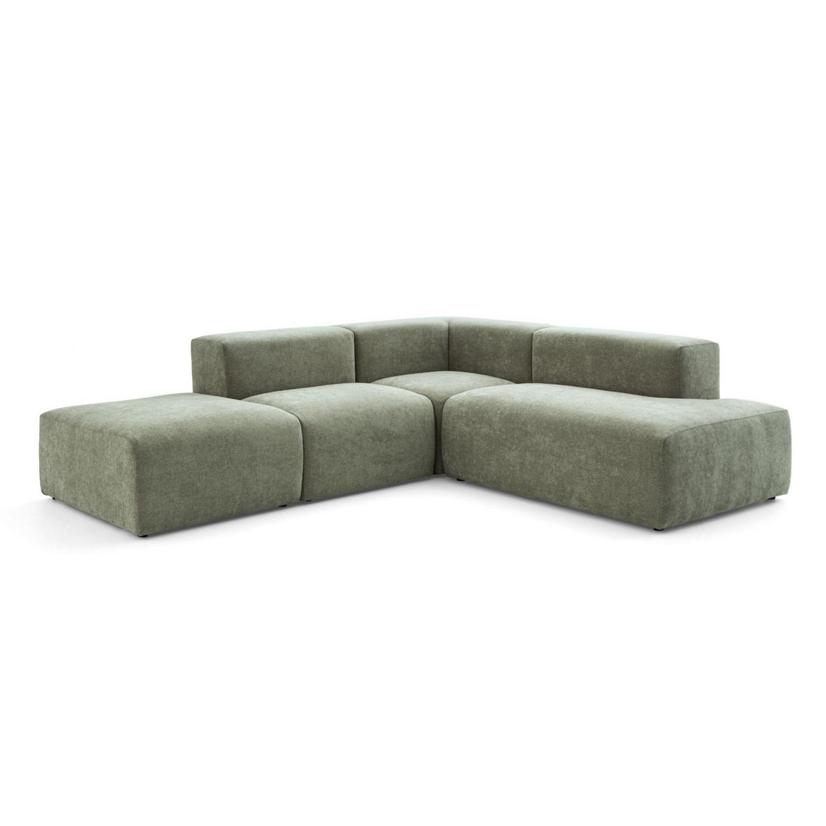 4-SITZER modulares Ecksofa HEAVEN SET 3 Rechts, Breite 270 cm Webstoff Grün - Schwarz/Grün, Holz/Kunststoff (270/245cm) - Muffo