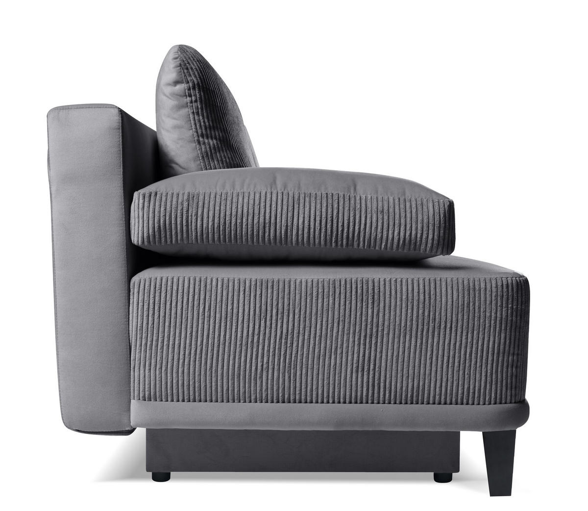 SCHLAFSOFA Rosso, Grau, Kord-Stoff - Grau, Textil (200/90/91cm) - Bettso