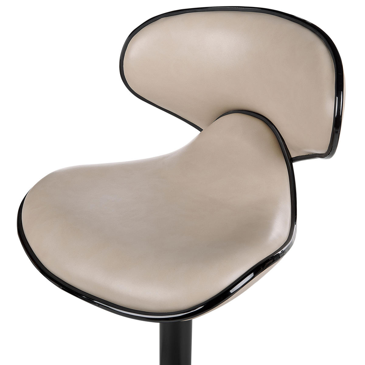 BARHOCKER 2er-Set Kunstleder hellbeige/schwarz höhenverstellbar Conway - Beige/Schwarz, Kunststoff (46/50cm) - Beliani