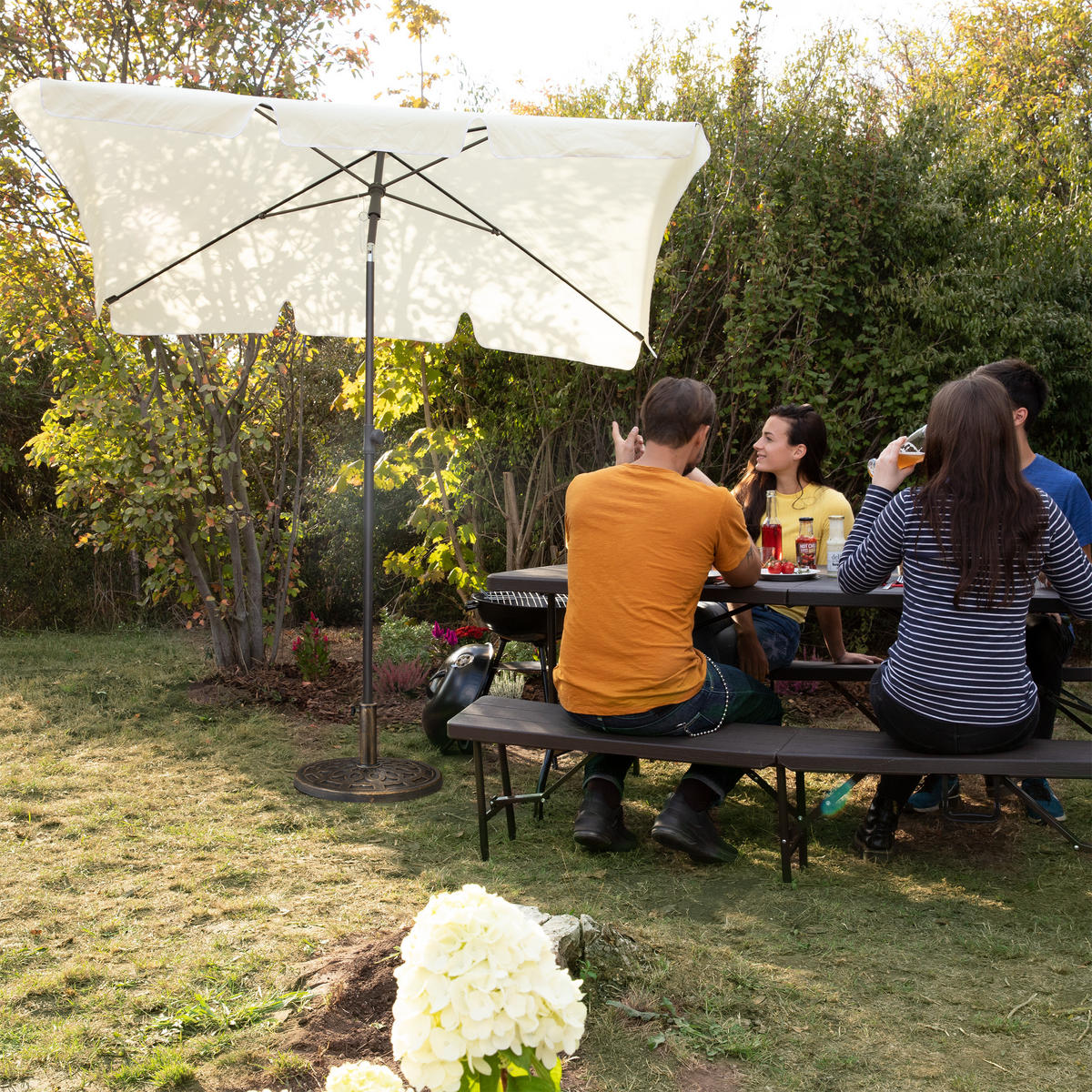 SONNENSCHIRMSTÄNDER - Braun, Kunststoff/Metall (49.5/49.5cm) - Relaxdays