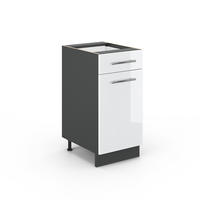 KÜCHENUNTERSCHRANK Fame-Line Weiß Hochglanz 40 cm ohne AP - Weiß Hochglanz/Anthrazit, Holzwerkstoff (40/82/51.6cm) - Vicco