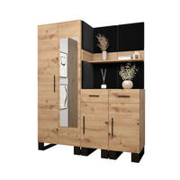 GARDEROBEN-SET 196/158/45,6 - Dunkelgrau/Schwarz, Holz/Kunststoff (158/196/45.6cm) - Abiks Möbel