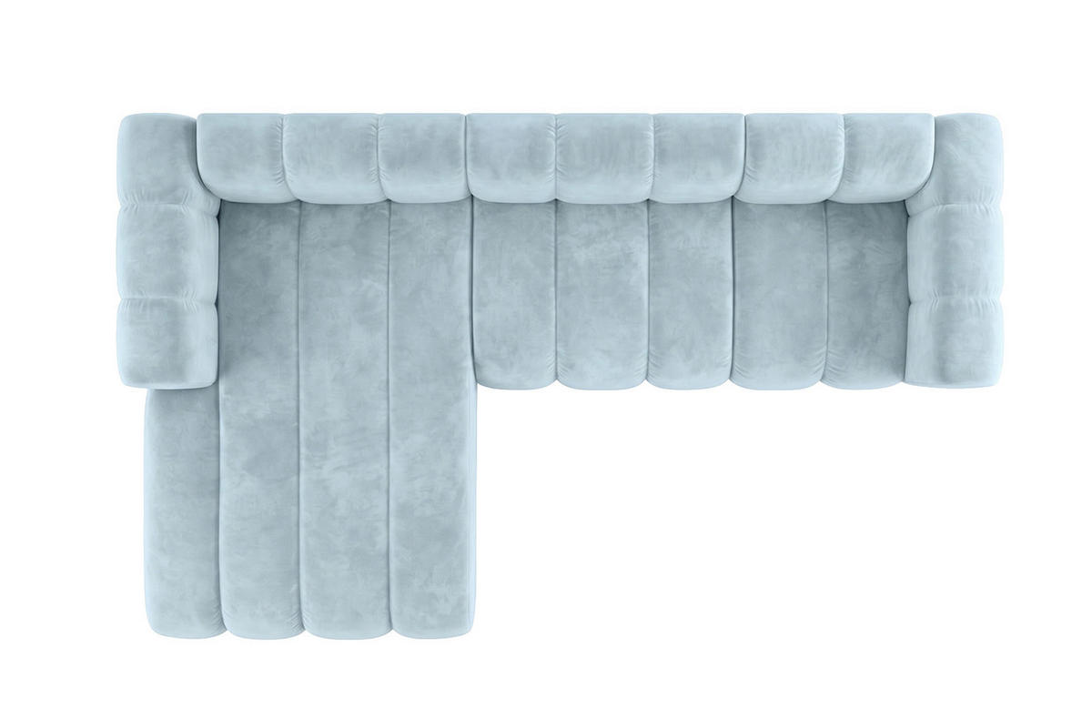 ECKSOFA Modulares In L-Form, Velvet-Stoff Riviera, Babyblau, Links, GRAND 287 cm - Hellblau, Holz (287/179cm) - Kaiser Möbel