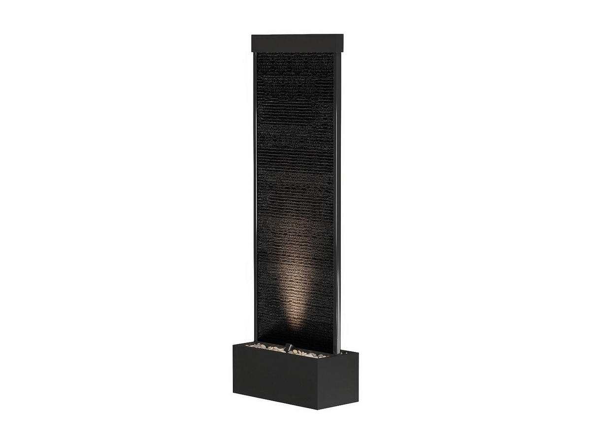 GARTENBRUNNEN - 48 cm x 25 cm - Glas, Metall - Schwarz - BULBIE - Schwarz, Glas/Metall (25/48/120cm) - Vente-Unique