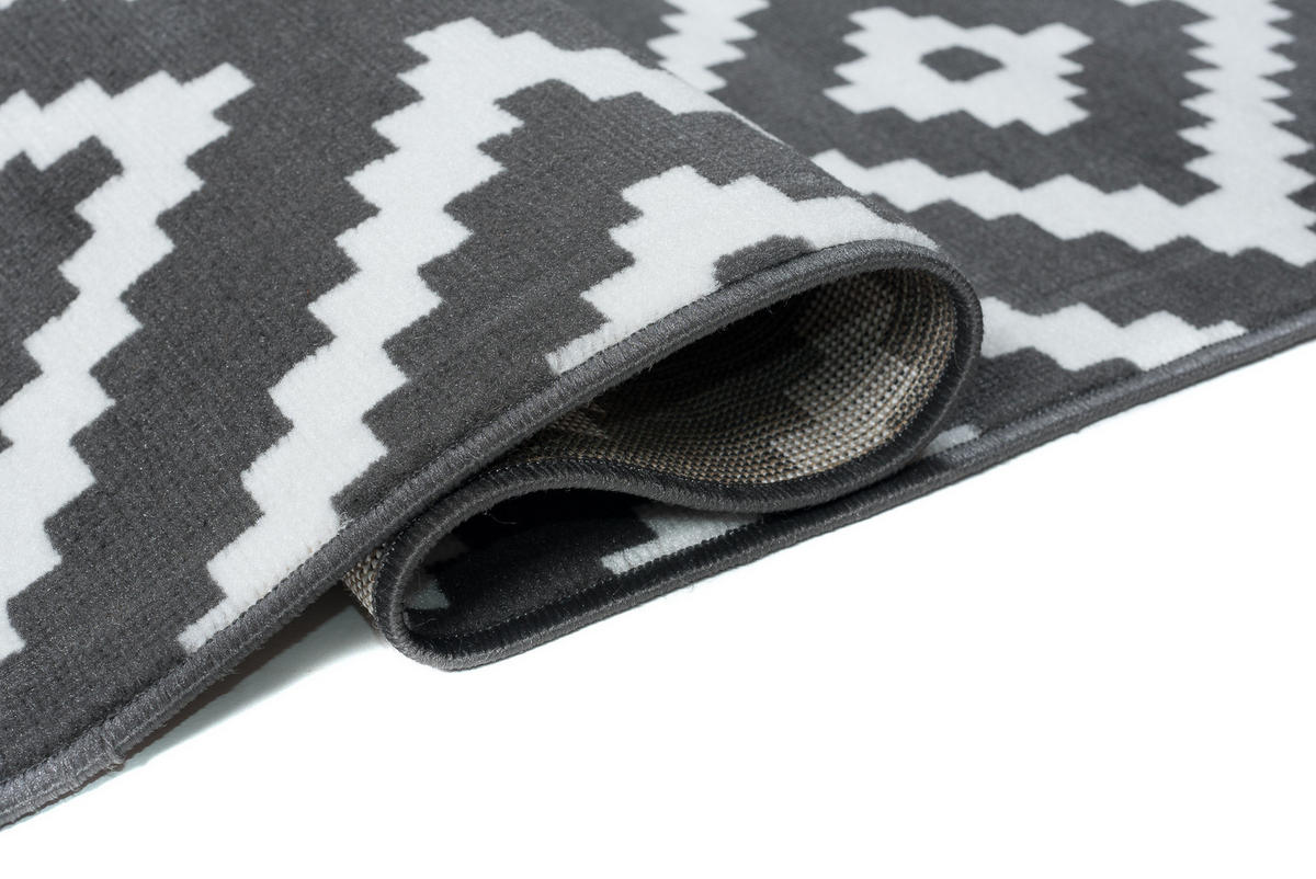 TEPPICH LUXURY Grau Marokkanisch Karo 120/170 cm - Dunkelgrau, Textil (120/170cm) - Tapiso