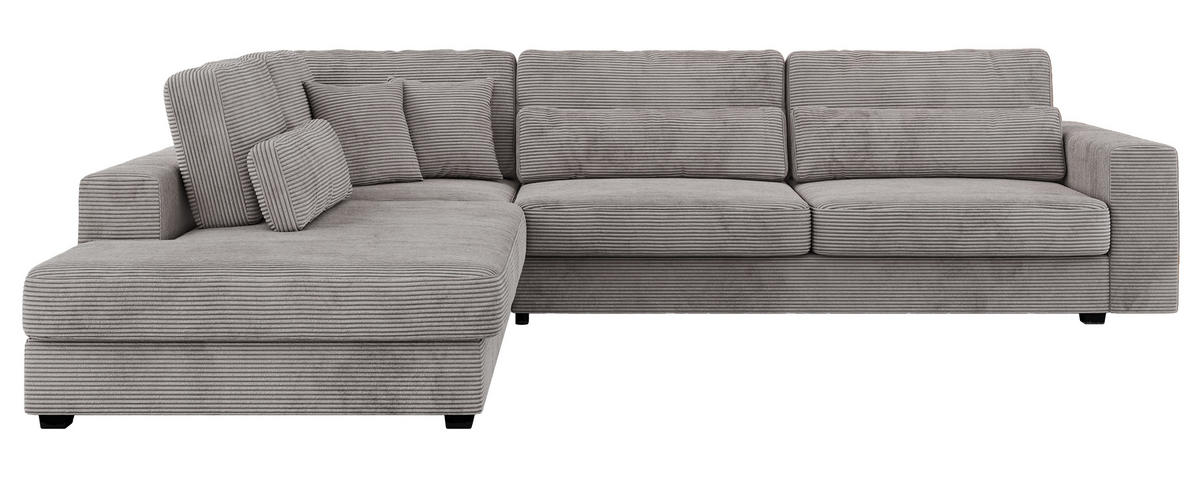 ECKSOFA Savona Grau Cord - links - Schwarz/Grau, Kunststoff/Textil (316/249cm) - MKS
