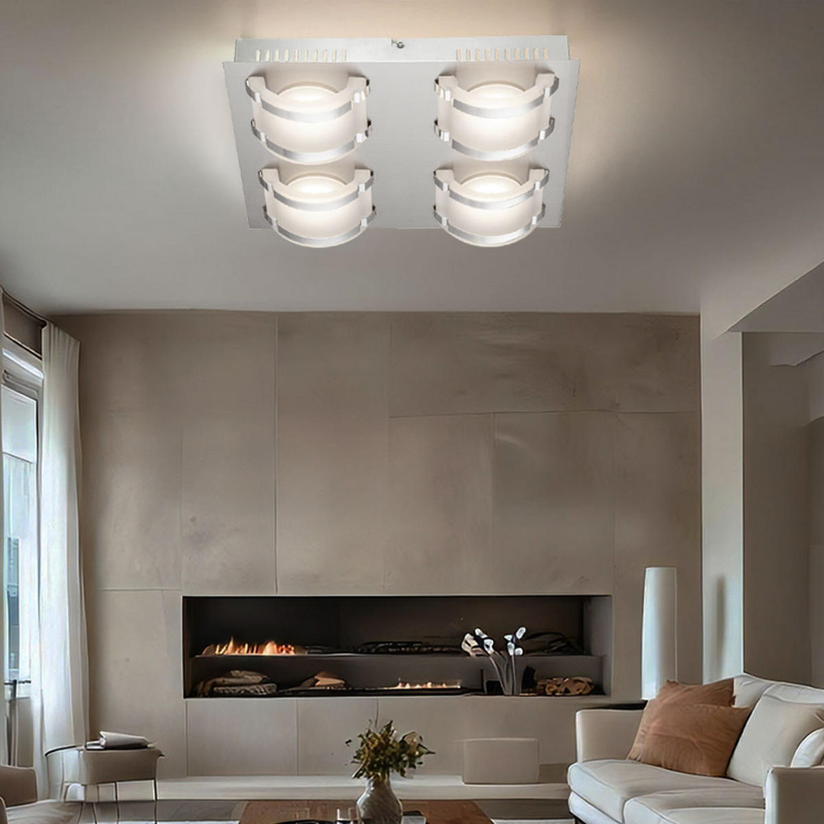 LED DECKENLEUCHTE Nelda Silber Nickel matt Chrom - Silberfarben, Glas (33.5/28.5/7.5cm) - Globo Lighting