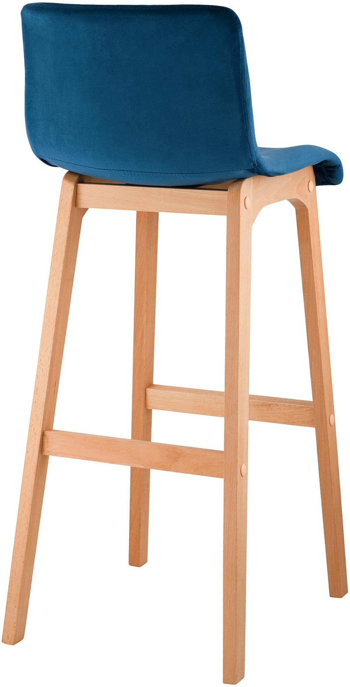 BARHOCKER Samt Blau - Blau/Eukalyptusholzfarben, Holz/Textil (41/101/46cm) - CLP