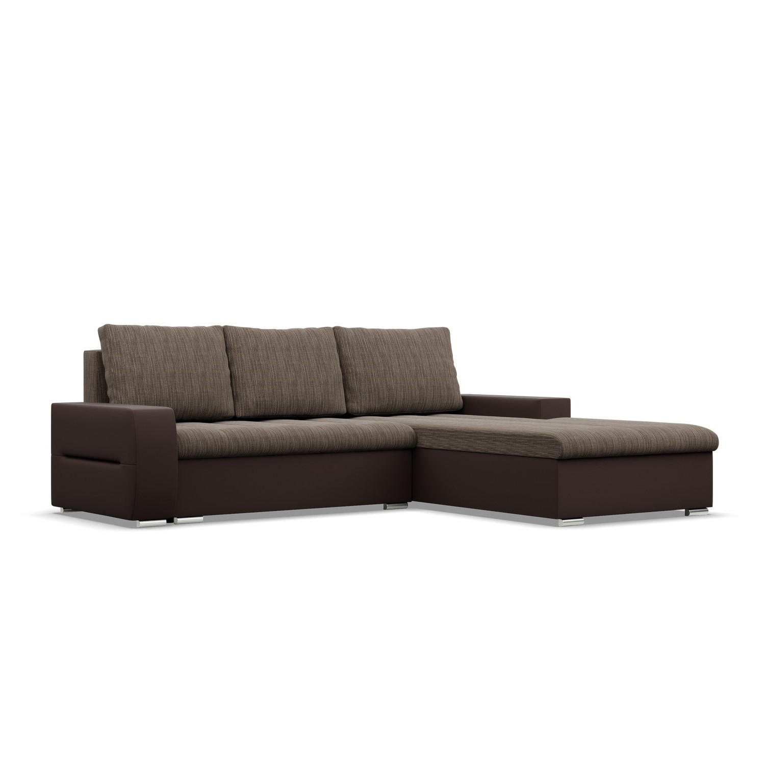 ECKSOFA MIT SCHLAFFUNKTION AURORA RECHTS, Braun + Braun - Braun, Textil (243/200cm)