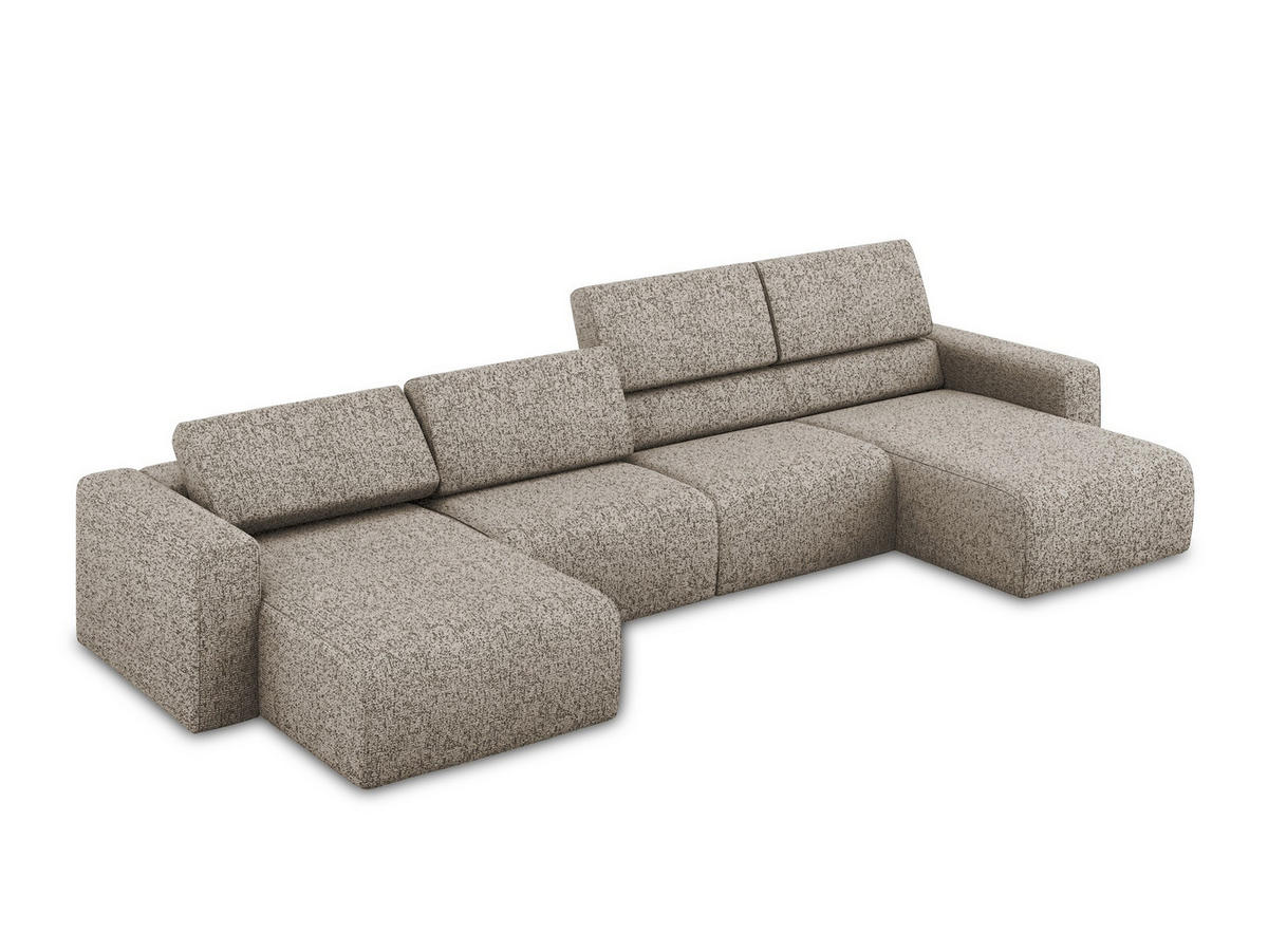WOHNLANDSCHAFT Strukturstoff Stoff Beige - Beige/Gelb, Kunststoff/Textil (404/80/167cm) - Makamii
