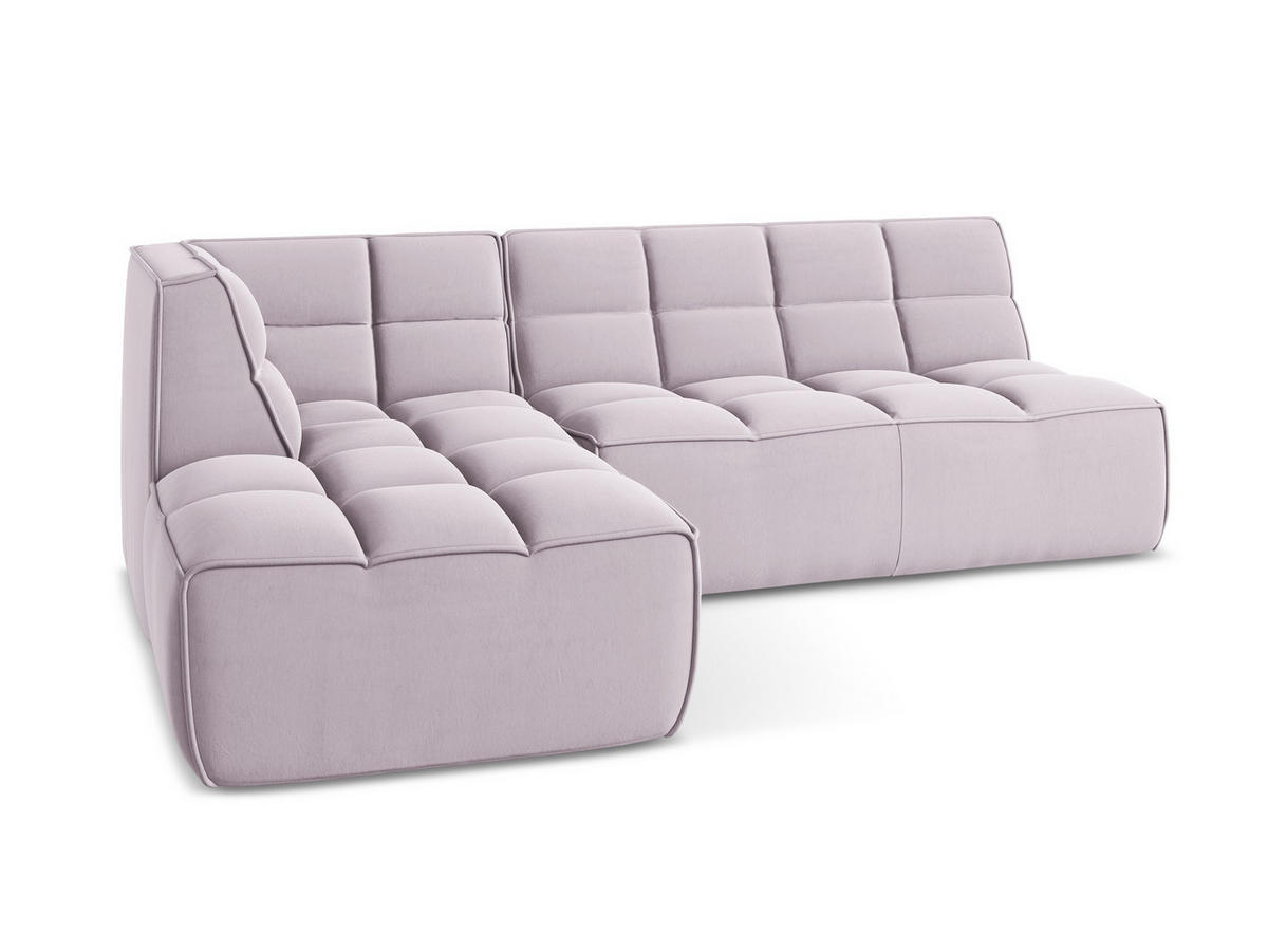 ECKSOFA Beidseitig Samt Stoff Violett - Lila/Flieder, Kunststoff/Textil (258/178cm) - Makamii